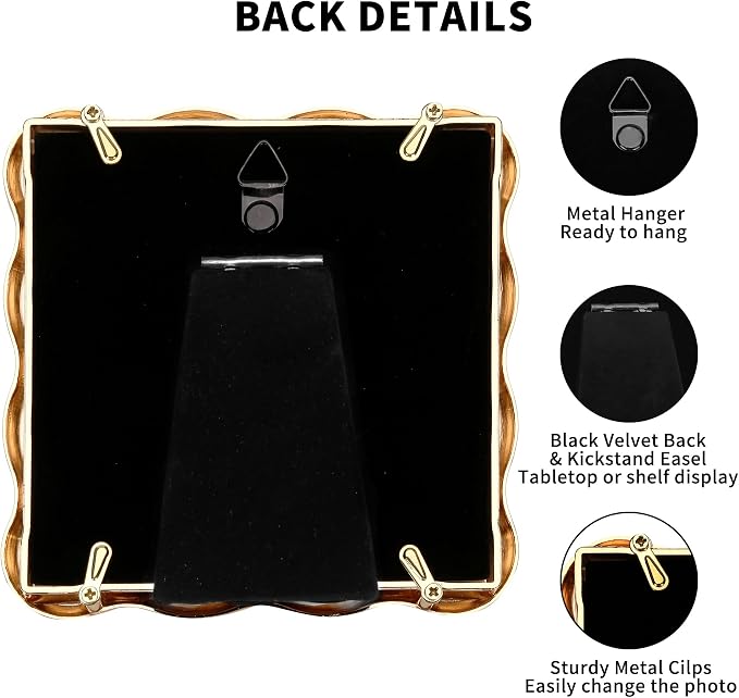 High-End Gold 4x4'' Square Zinc Alloy Picture Frames, - Image 6