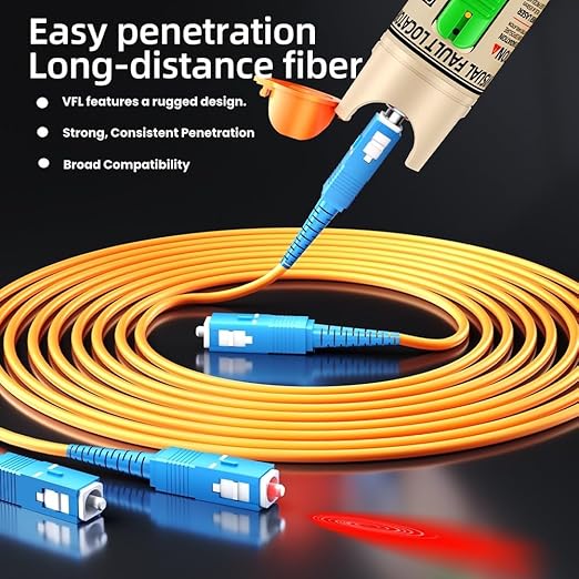 Visual Fault Locator, 30-50KM Fiber Optic Cable Tester Meter VFL Red Light Pen Light Source Testers
