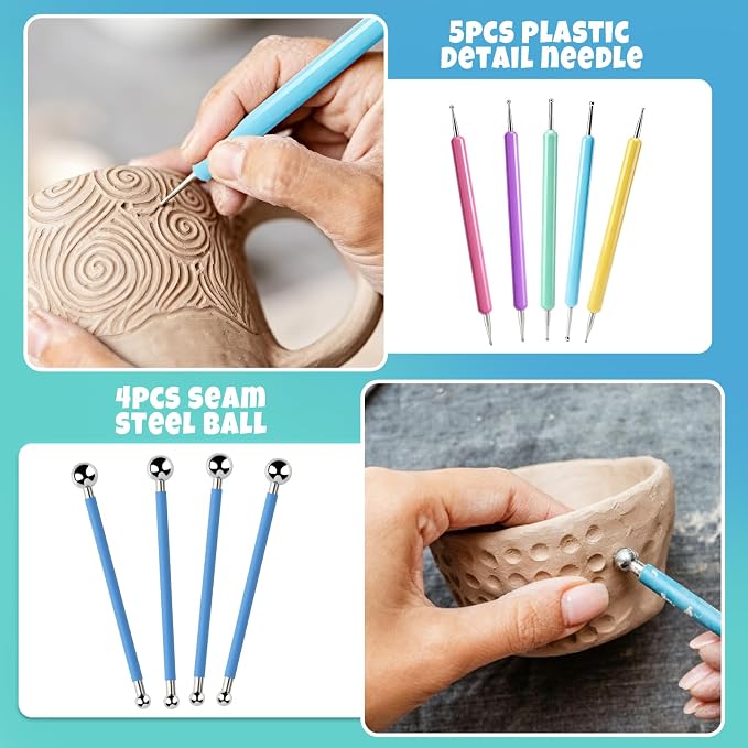 Aukney 100ML Air Dry Clay Varnish and 29pcs Tool Kit, High Gloss Air Dry Clay - Image 3