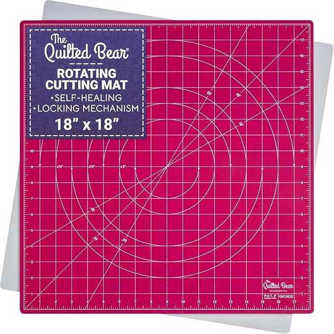 The Quilted Bear Rotating Cutting Mat 18" x 18" by TheQuiltedBearsProducts
