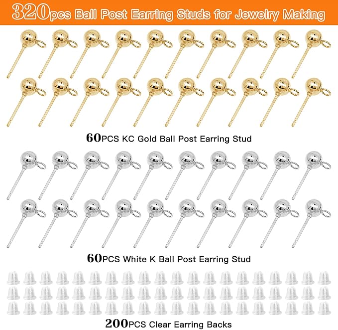 120Pcs Hypoallergenic Ball Studs - Image 2