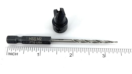 FTG USA Countersink Drill Bit for Wood with Tapered Drill Bit #4 (7/64")