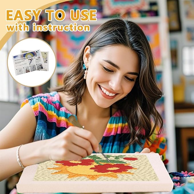 Doodlream Flowers and Sun DIY Punch Needle Embroidery Kit - Image 3