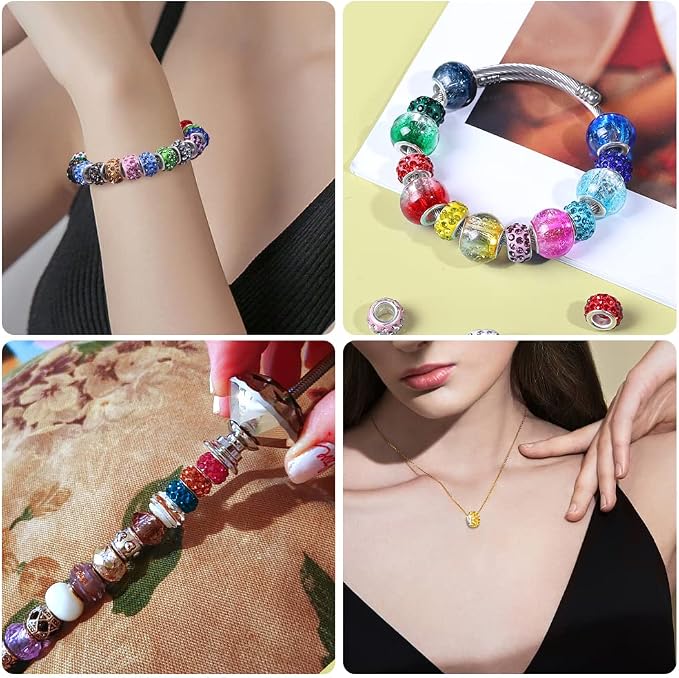 Aipridy European Large Hole Beads, Colorful Glass Charm Beads Set - Image 5
