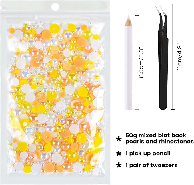 ASTARON 50g Mix Flatback Rhinestones Half Pearls - Image 2