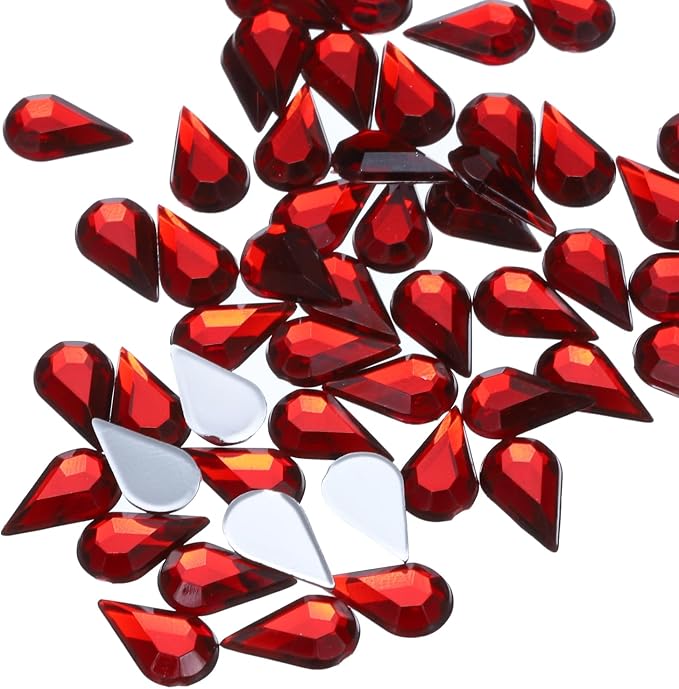MECCANIXITY 50PCS Flat Back Acrylic Teardrop Gems 6x10mm Artificial Rhinestones - Image 4