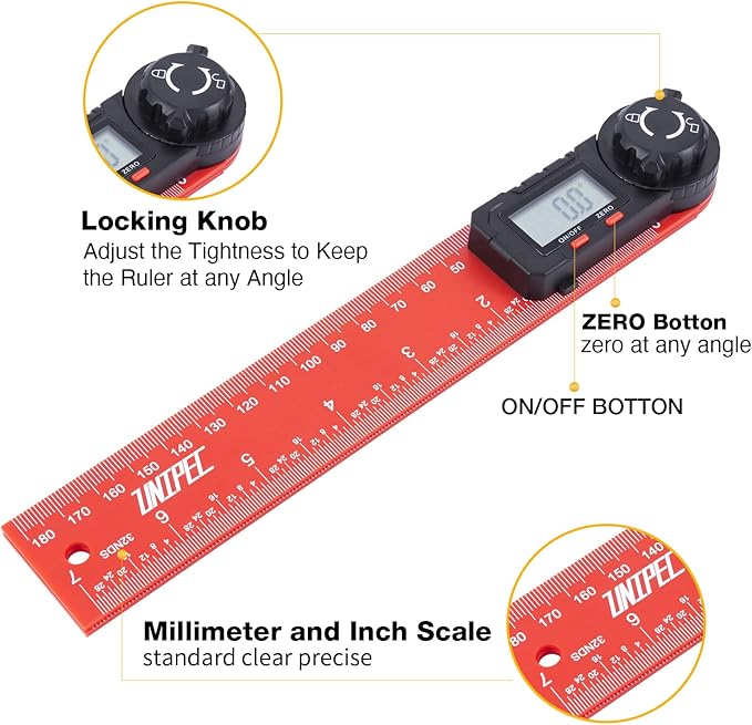 Digital Angle Finder Protractor, Angle Finder Ruler, 7inch 200mm 7inch/200mm, Angle Measuring Tool for Woodworking,Carpenter,Construction,DIY Measurement