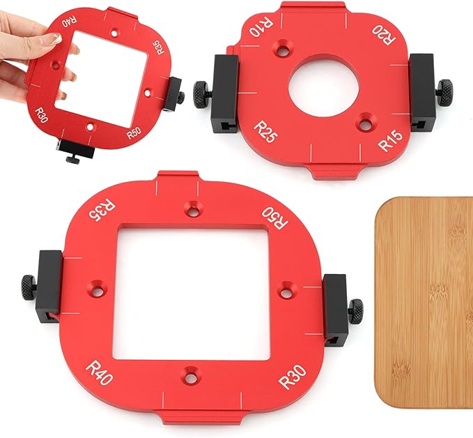 2pcs Woodworking Router Corner Radius Template, Aluminum Alloy Router Corner Jigs and Templates for Woodworking, Arc Cutting Auxiliary Tool DIY Template R10/R15/R20/R25/R30/R35/R40/R50