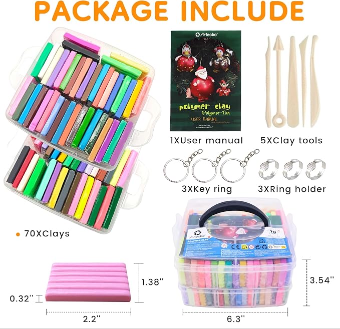 Artecho Polymer Clay Kit, 70 Colors Oven Bake Clay | Modeling Clay - Image 2