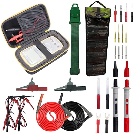 Makeronics 28-in-1 Electrical Multimeter Test Lead Kit Compatible with Fluke Digital Multimeter | Carrying Case | Hanging Strap | Wire Piercer | Alligator Clips for Digital Electrical Testing