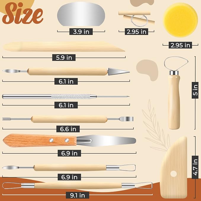 Jetmore 12 Pack Clay Tools Kit, Pottery Tools & Sculpting Tools, Polymer - Image 2