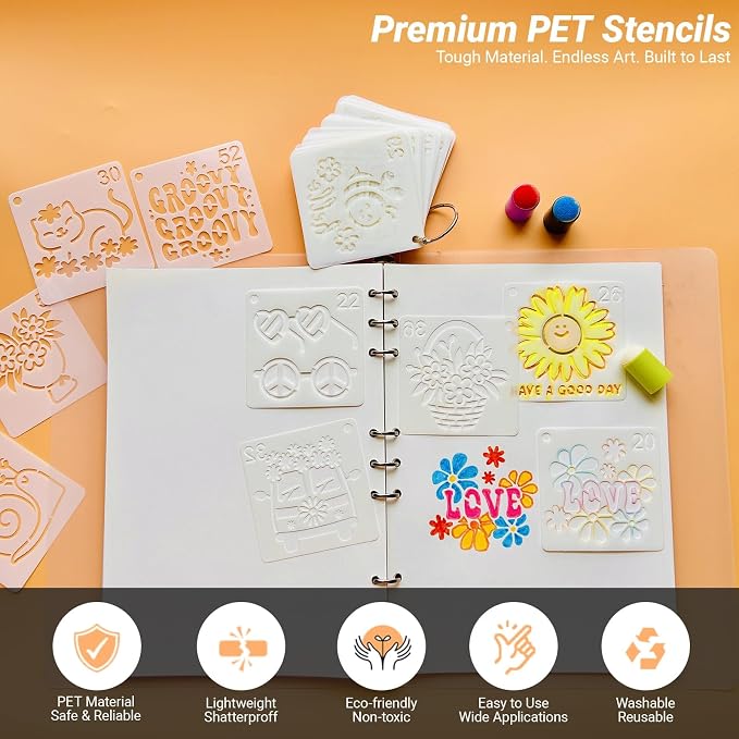 Stencils for Painting, Hippie Style Stencils for Crafts Reusable, 3 Inch - Image 2