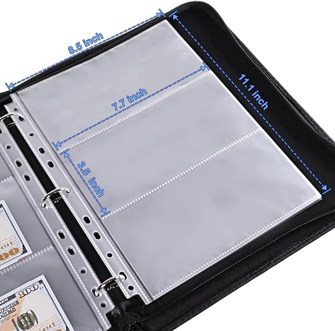 Banknote Collection Album with 180 Pockets – WITHYU Expandable 3-Ring Binder - Image 4