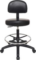 Chair Master Round Vinyl Chair/Stool-Black-for Garage, Counters, Shop, Kitchen, Computer Desks, Drafting Tables. Easy to Clean! (Glides, Medium Bench 19"-27")