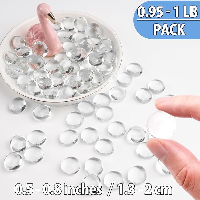 1 LB Clear Glass Marbles, Transparent and Smooth Flat Glass Beads - Image 3