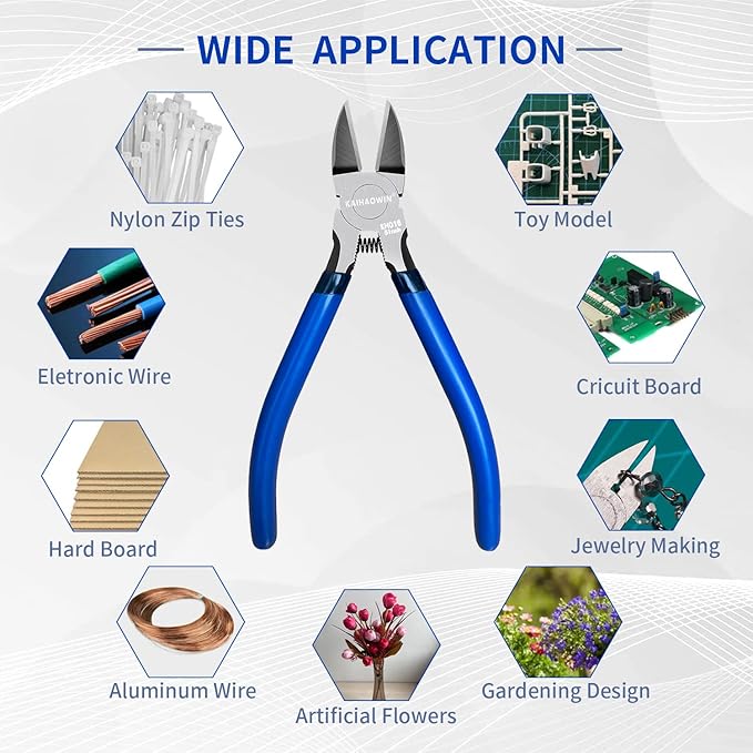 KAIHAOWIN Wire Cutters 5-Inch and 6-Inch Set Flush Cutters Ultra Sharp Spring Loaded Wire Snips Clippers Cutting Pliers for Crafting Jewelry Making-2 PCS