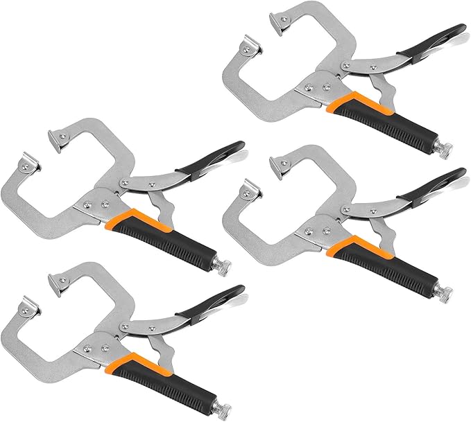 ZOENHOU 4 Pack 6 Inch C Clamp Locking Plier with Swivel Pads and Rubber Handle, C Type Adjustable Vise Grip Locking Pliers, Weldingc C Clamp Plier for Metal DIY Woodworking