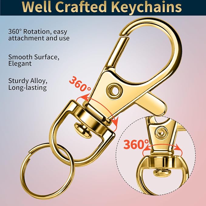 LEOBRO 60 PCS Lobster Claw Clasps and Key Rings, Keychain Clips and Key Chain - Image 5