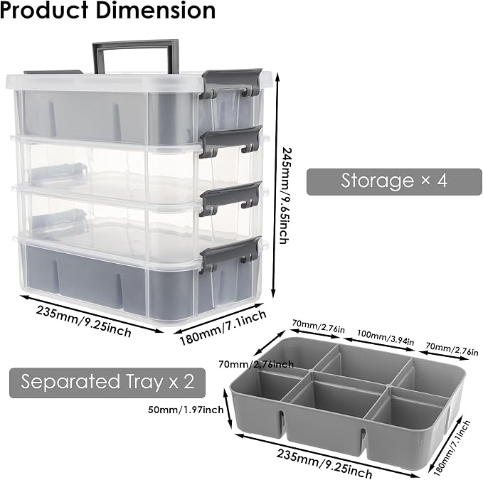 CraftGenes Grey&White Modern Plastic Storage Box - Image 3