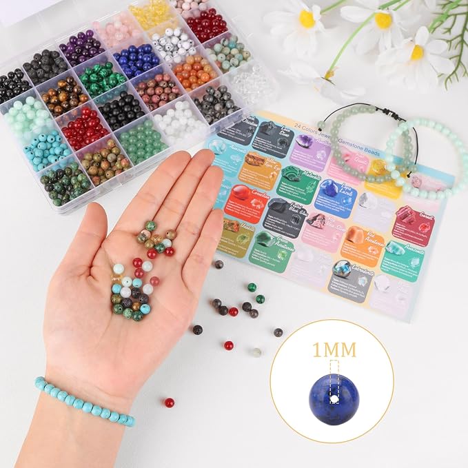 960pcs 24 Colors 6mm Natural Stone Crystals Beads - Image 5
