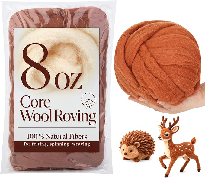 Wonvoc 8 OZ Merino Wool Roving, Core Wool by wonvoc