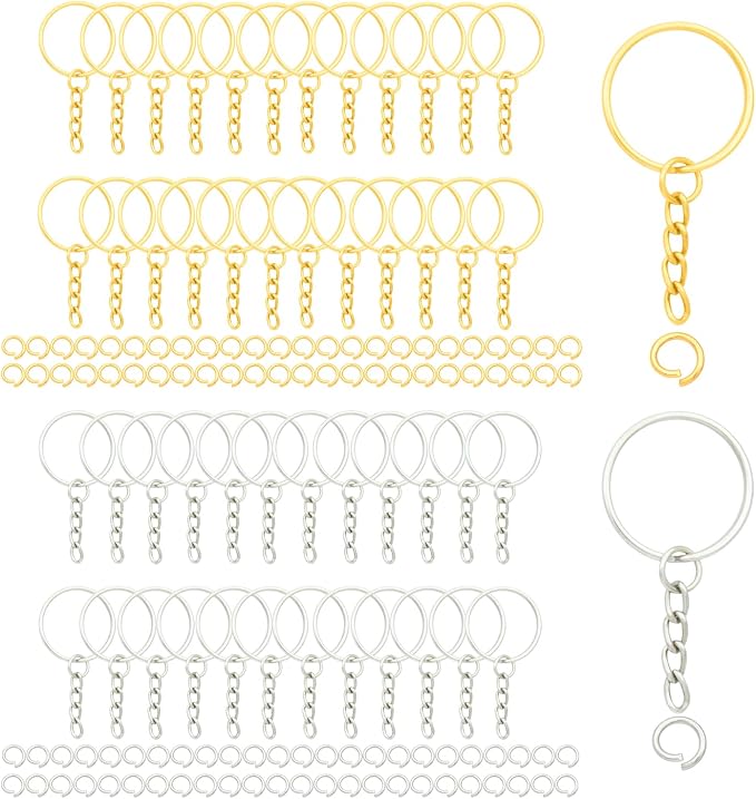 50Sets 1 inch Keychain Rings Split Round Key Ring by ZoloAJay