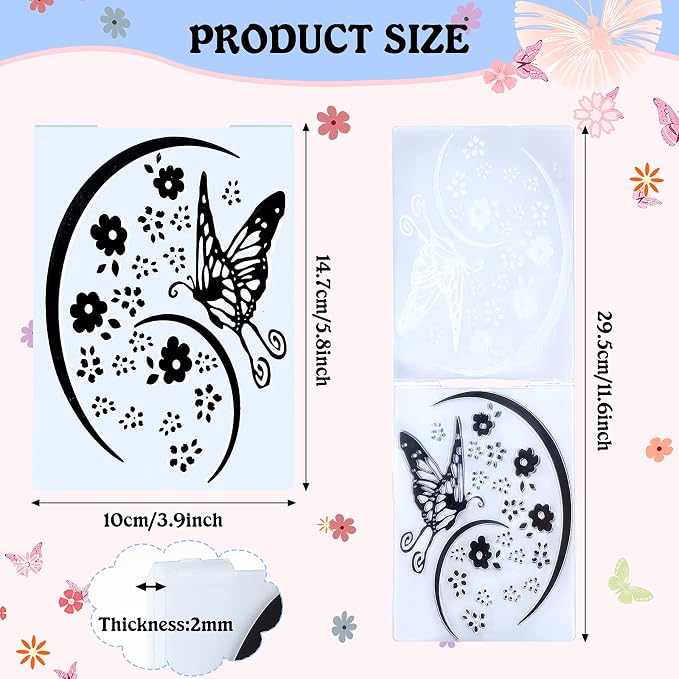12 Pieces Embossing Folders DIY Craft Template Stencil Butterfly Star Embossing - Image 3