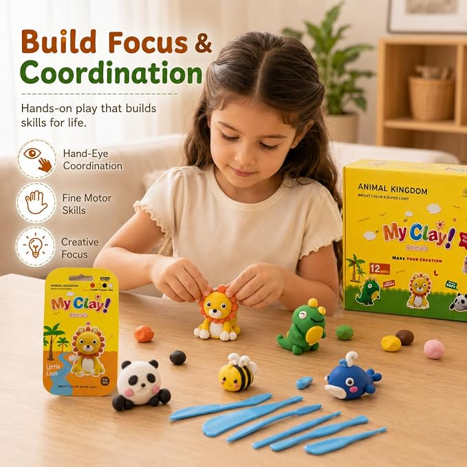 Air Dry Clay Kit, 12 Animals Kingdom Modeling Clay - Image 7