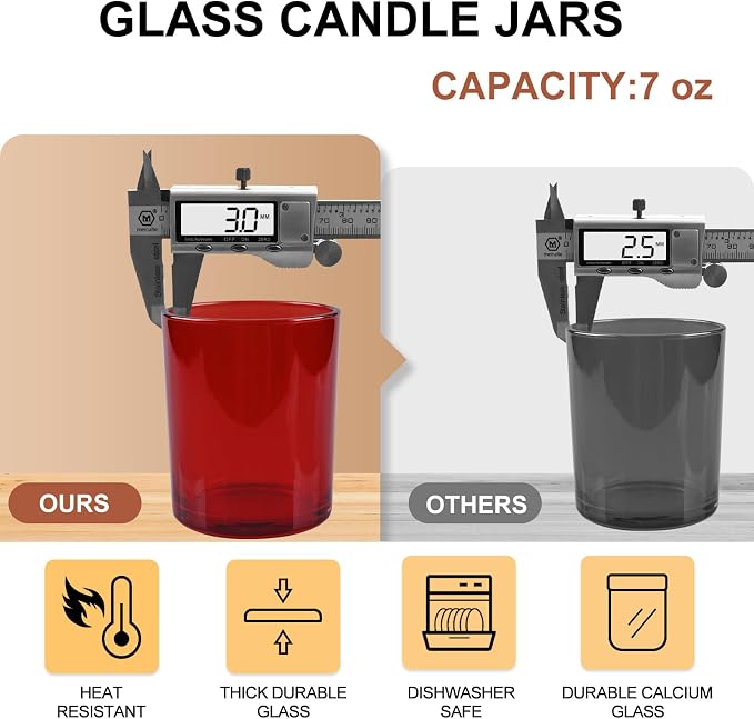 SHOWIN Thick Candle Jars for Making Candles 16 Pcs, 7 OZ Empty Jars - Image 4