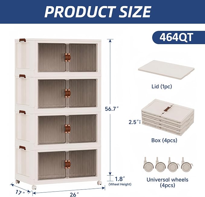 SAILUN 116Gal/464Qt Stackable Storage Bins Folding Collapsible Storage Bins - Image 6