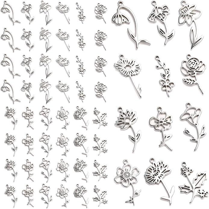 stino 28/48Pcs Stainless Steel Metal Charms | Fadeless, Waterproof, by stino