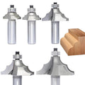 5Pcs Bearing Guided Bead Ovolo Bit Set,1/2" Shank Double Ribbed Ovolo Bits with Twin Arc,Rounding Over Radius 1/8”,5/32",9/32",5/16" and 3/8" for Wood Edging,Profiling,Molding