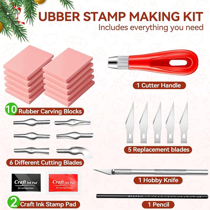 WAYCOM 10-Pack Linoleum Blocks for Printmaking: Linocut kit - Image 2