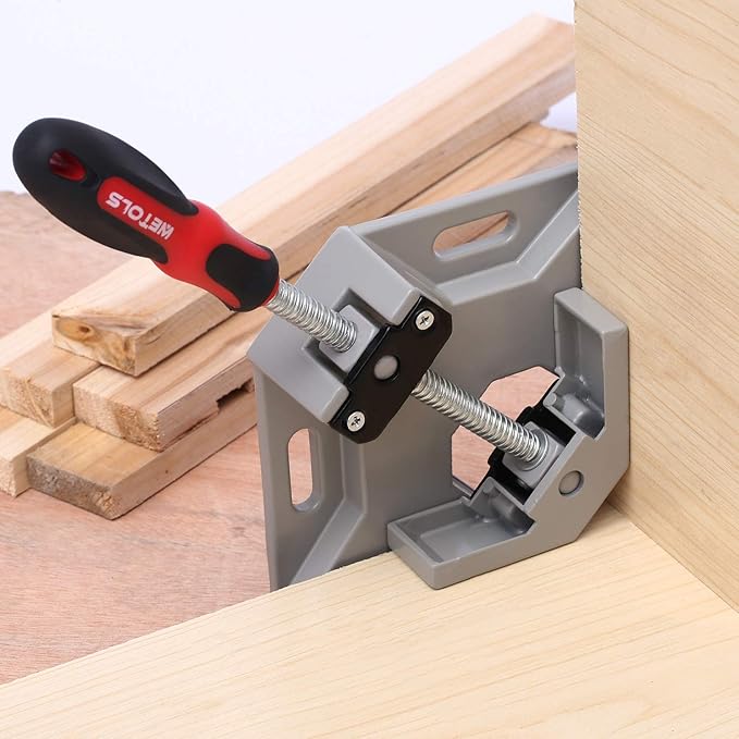 WETOLS Corner Clamp for Woodworking 4PCS 90 Degree Right Angle Clamp with Adjustable Aluminum Alloy Swing Jaw, Single Handle Clamps for Woodworking, Photo Framing, Gifts for Men Dad