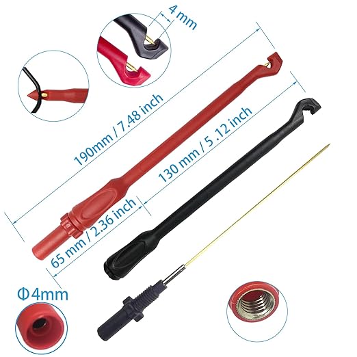 28PCS Multimeter Test Leads Kit with 6 Pockets Roll Up Tool Bag, Replaceable Wire Piercing Probes, Alligator Clips, Test Hook Clips, Test Tweezer for Digital Electrical Multimeter Testing