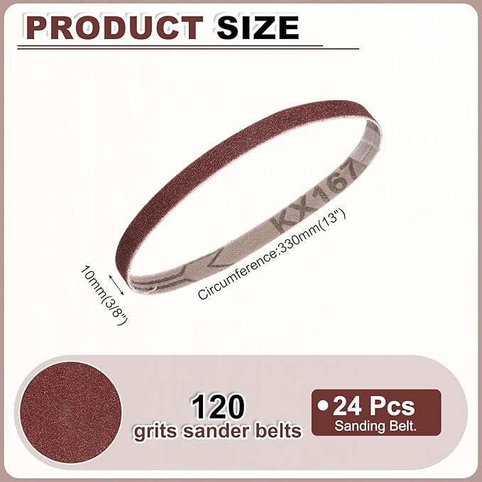HARFINGTON 3/8 x 13 Inch Sanding Belts, 5 Pcs 120 Grits Aluminum Oxide Abrasive Belt Sander File Belt for Woodworking, Metal Polishing, Knife Sharpener