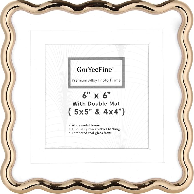 Gold 6x6'' Wave Design Photo Frame by GorYeeFine