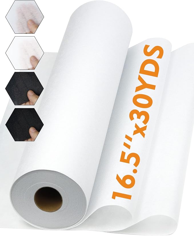 PLANTIONAL Medium Weight White Iron-On Non-Woven Fusible Interfacing: 16.5" x by PLANTIONAL