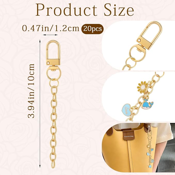 Chuyau 20pcs Gold Keychain Making Kit Swivel Snap Hook Lobster Claw Clasps - Image 2