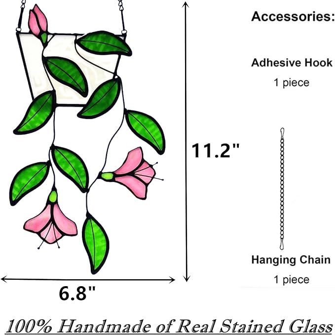 Plants Flower Stained Glass Window Hanging, Artificial Plants Sun Catchers - Image 3