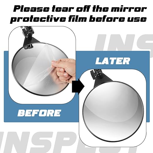 Barydat 2 Pack Under Vehicle Inspection Mirror with Telescoping Handle and Light 8 Inch Diameter Security Angle Adjustment Handheld Inspection Mirror for Under Car Truck Equipment Over Shelf