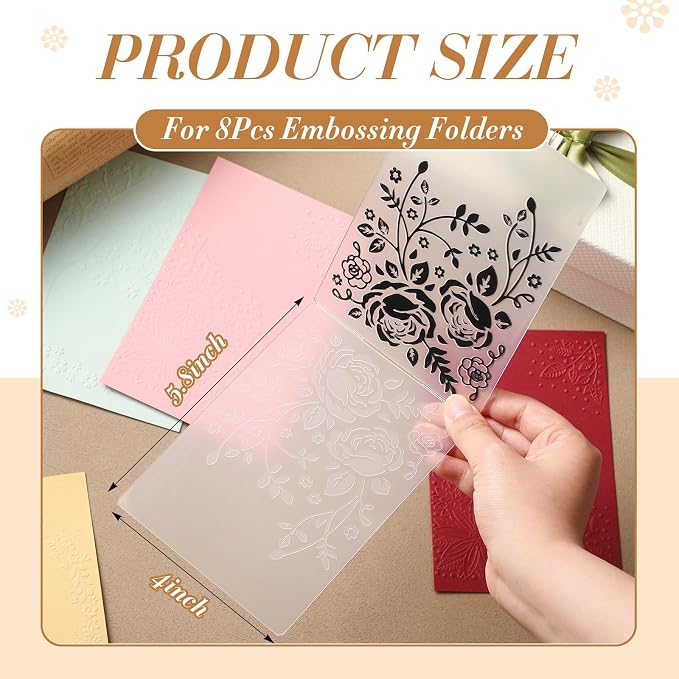 Geiserailie 8 Pcs Embossing Folders 2d/3D Embossing Machine Template Paper Card - Image 2