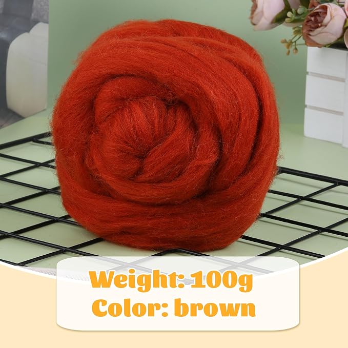 3.53oz Wool Roving, Fiber Roving Wool Top, Pure Wool, Chunky Yarn, Spinning - Image 2