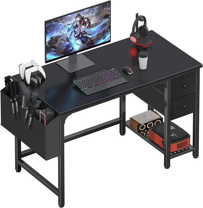 Lufeiya Computer Desk with Fabric Drawers, 40 Inch Reversible Gaming Desk by LUFEIYA