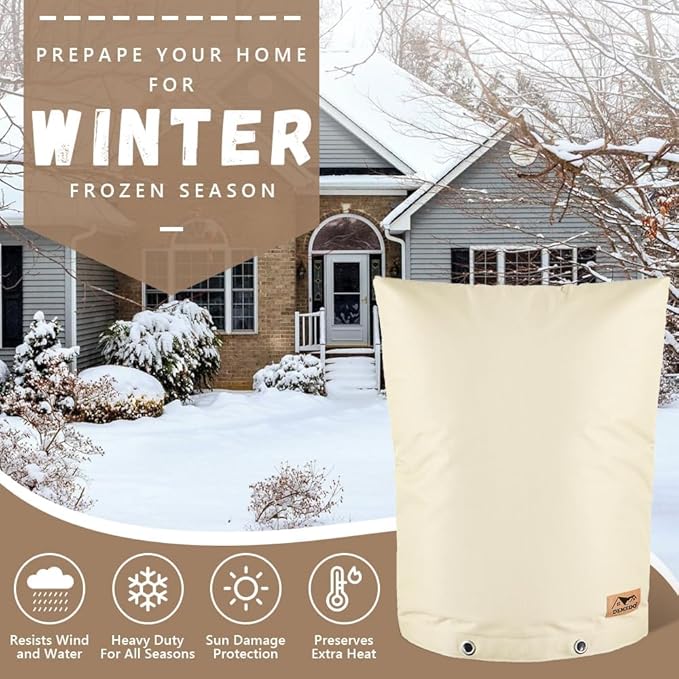 Backflow Preventer Insulation Cover - Water Pipe Insulation Sprinkler Cover for Outside - Insulated Backflow Cover Pouch for Irrigation Back Flow Valve in Winter or Sun Exposure (16" W x 20" H, Sand)