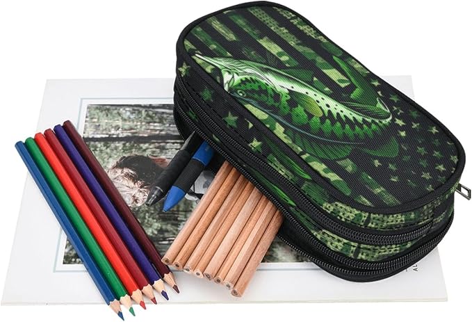 ANANGTEE Cute Green Glory Fish Pencil Case - Image 3