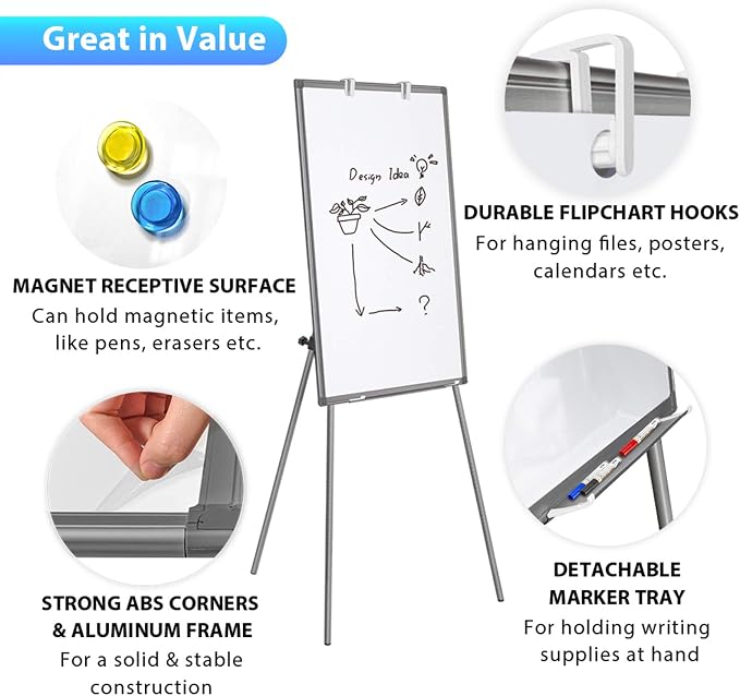 Maxtek Easel Whiteboard 36 x 24, Stand Tripod - Image 4