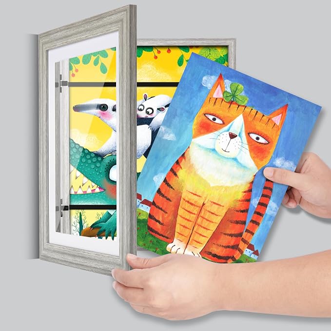 Kids Art Frames, 10x12.5 Front Opening Kids Artwork Frames Changeable, Holds 50 - Image 4