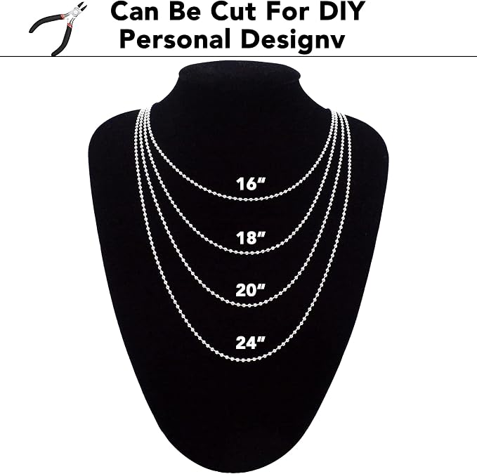Jishi Steel Ball Chain Bead Dog Tag Chain Beaded Necklace Chains - Image 6