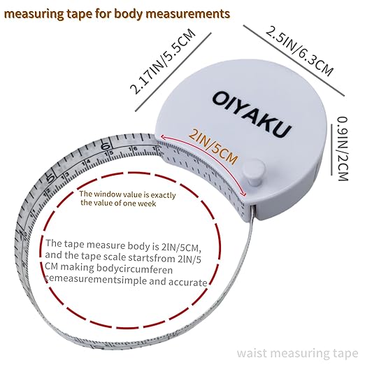 Tape Measure Measuring Tape for Body Measurements Body Fat Measurement Device & Medical Tape Measure - Retractable Fabric Ruler 60" for Sewing Tailor Craft Fitness Clothing Nursing & Home Use